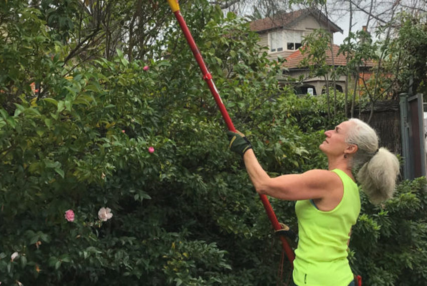Linda Day caring for garden