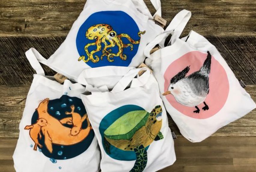 Thank You Tote Bags with images of animals on side