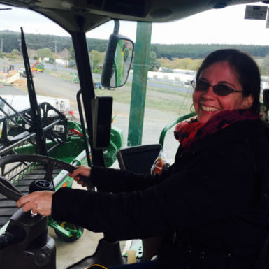 Nicola Cooley driving heavy machinery 