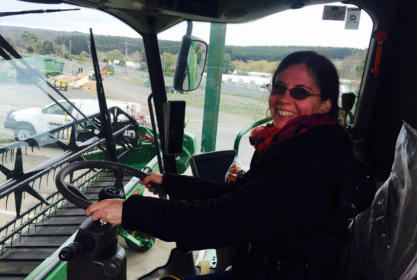 Nicola Cooley driving heavy machinery