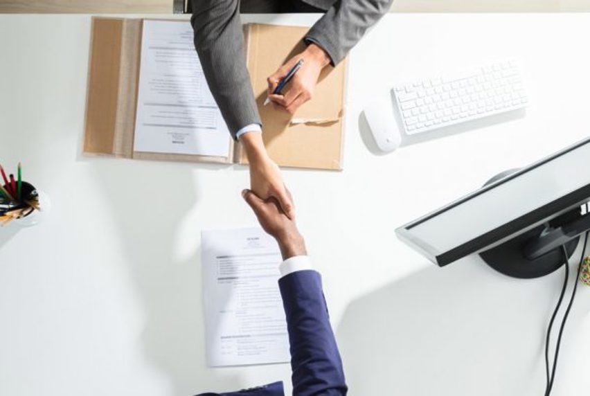 Top-down image on handshake