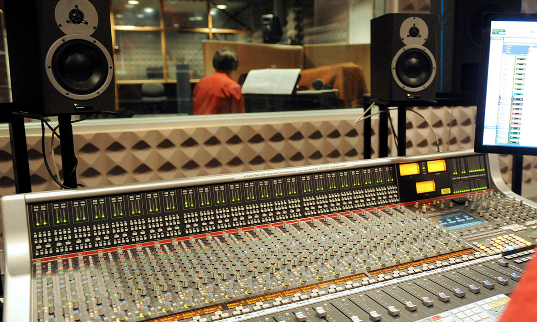 Music studio audio mixing desk