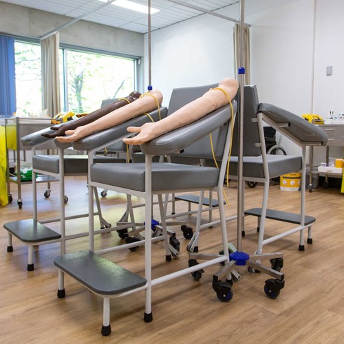 Greensborough Campus Pathology study environment - with mannequin arms on individual pathology chairs