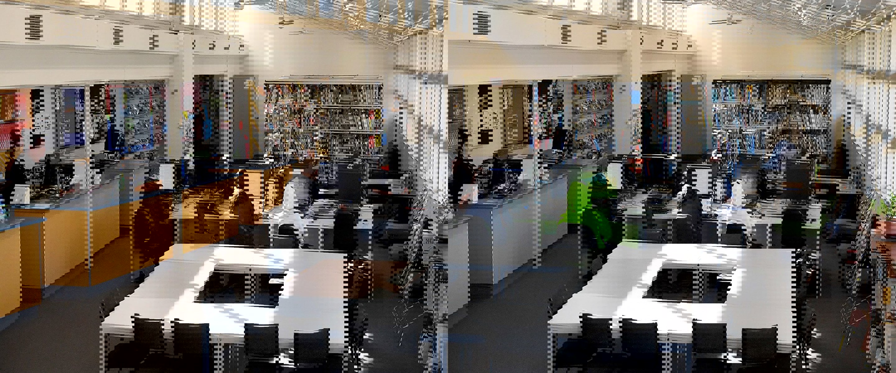 Students working in Melbourne Polytechnic's Heidelberg library