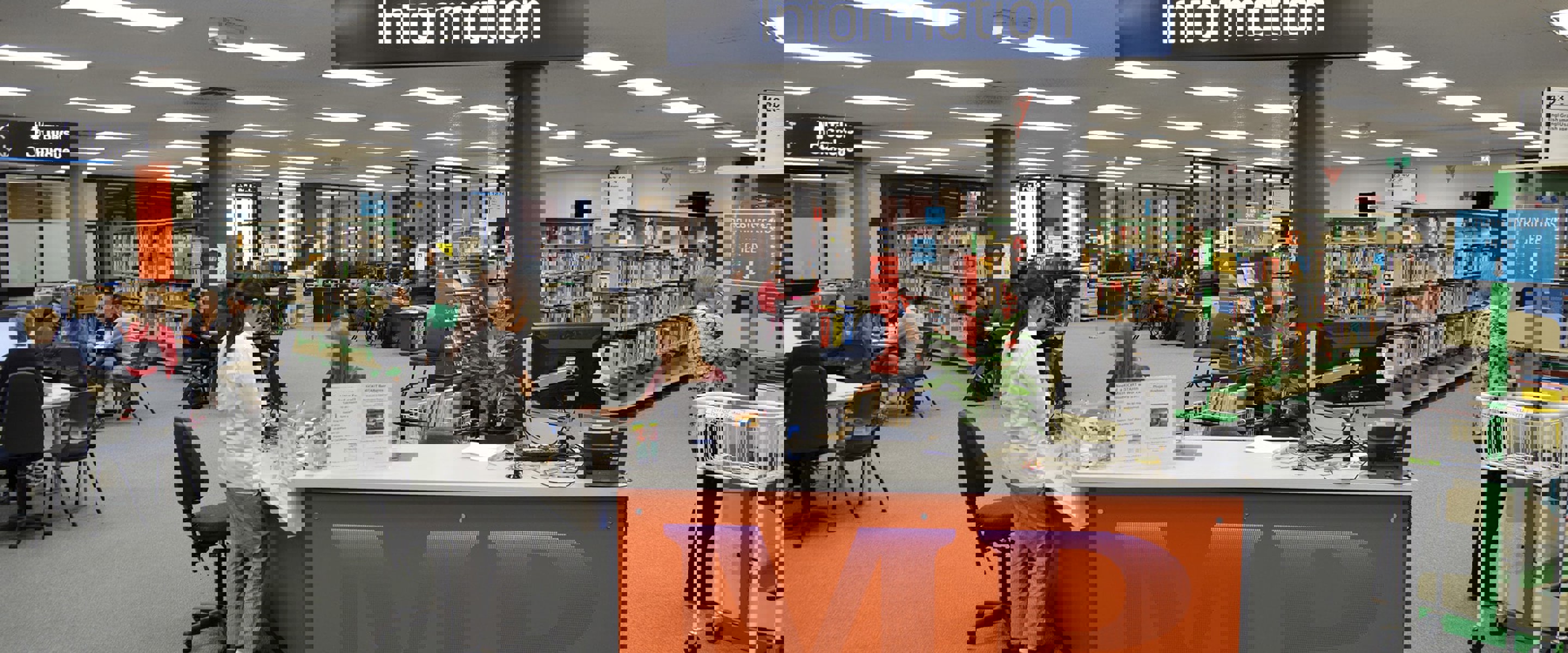 Information desk at Melbourne Polytechnic's Preston Library
