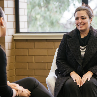 Outstanding Human Services and Education Vocational Education Student of the Year winner Vida Rafiedzadeh Kermani smiling during her interview.