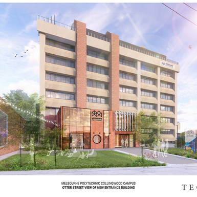 Artist impression, street view of the Collingwood Campus transformation