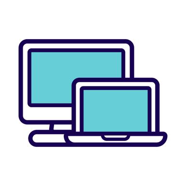 illustration of a desktop computer and a laptop