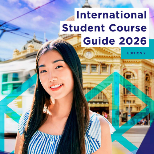 International Student Course Guide 2026 - Woman in front of flinders street station.