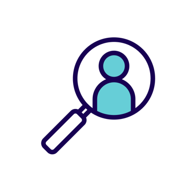 illustration of a person inside of a magnifying glass