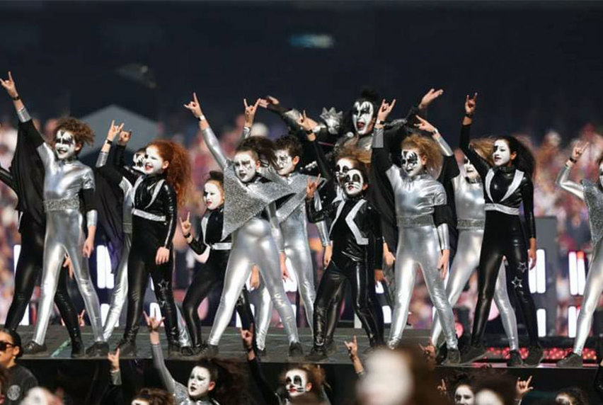 Over 500 kids performed at the 2023 AFL Grand Final spectacular, wearing Make-up completed by Melbourne Polytechnic Screen and Media - Specialist Make Up Services students.