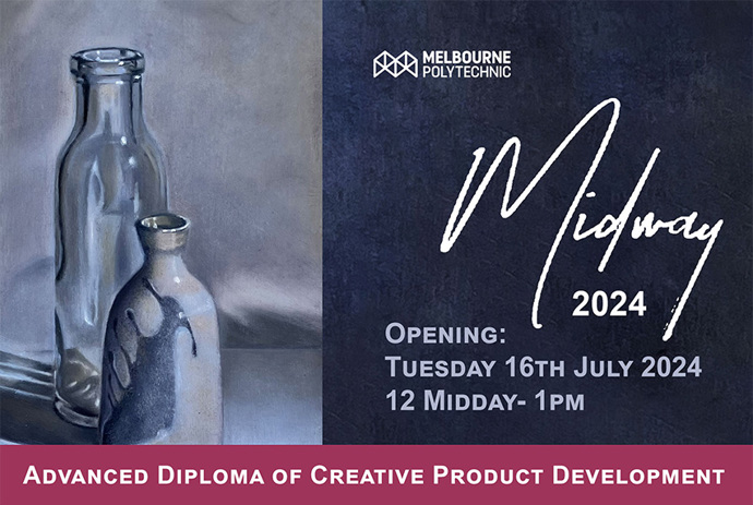 Midway 2024 event image featuring an illustration of glass bottles.