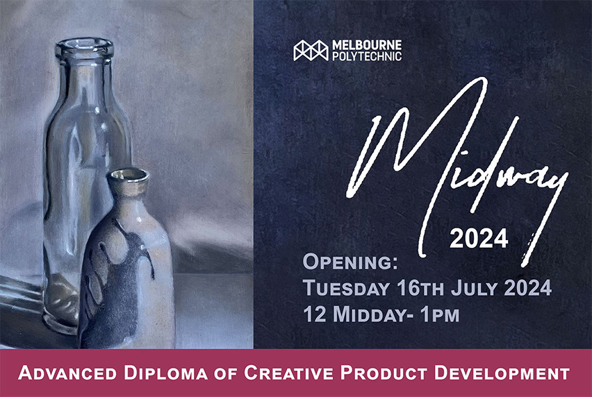 Midway 2024 event image featuring an illustration of glass bottles.