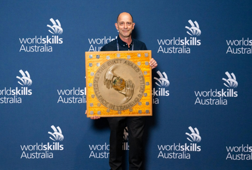 Mick Prato with Evatt Shield trophy for Highest Performing Region at WorldSkills Nationals 2025.