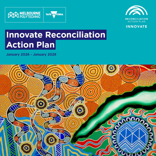 Melbourne Polytechnic Innovate Reconciliation Action Plan Cover - Artwork by Phil Murray