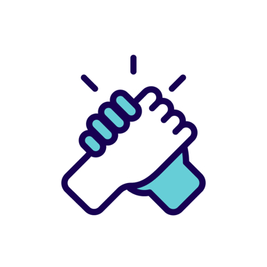 illustration of two hands in a clasped handshake