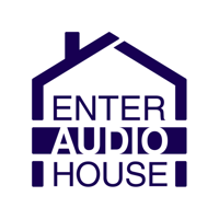 Logo of Enter Audio House featuring a modern design with sound waves and vibrant colours,